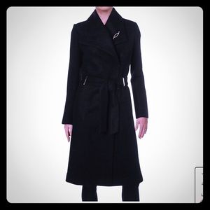 Winter wool blend coat black color